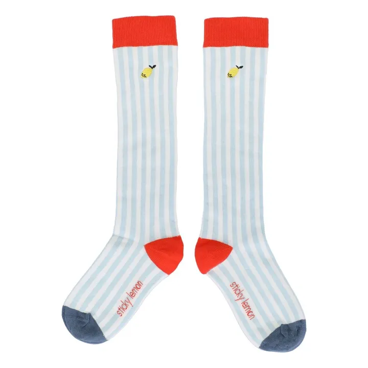 Chaussettes Hautes Rayées | Bleu- Image produit n°2