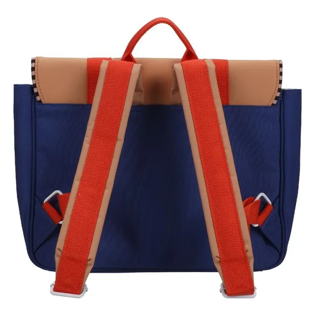 Gestreifte Schultasche | Beige