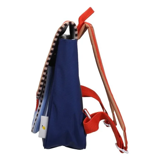 Gestreifte Schultasche | Beige