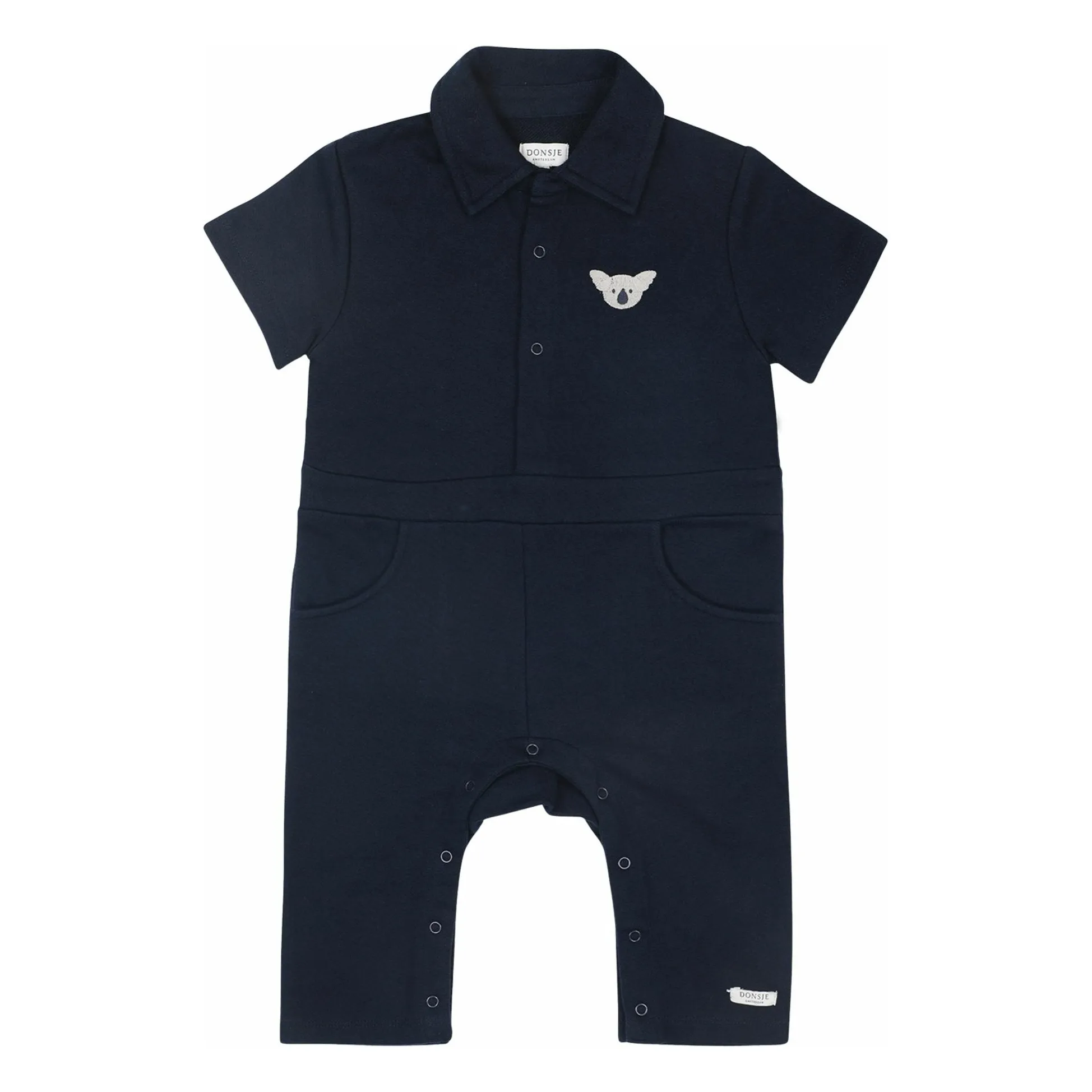 Donsje Navy Blue Piebe Koala Jumpsuit Organic Cotton