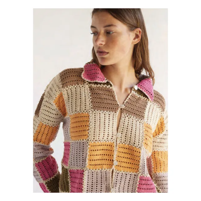 Edith Patchwork Crochet shirt | Orange