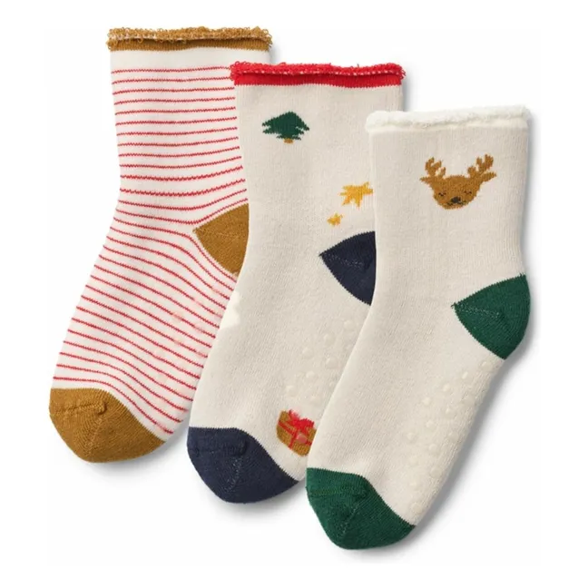 Set of 3 Pairs of Eloy Christmas Socks | Ecru