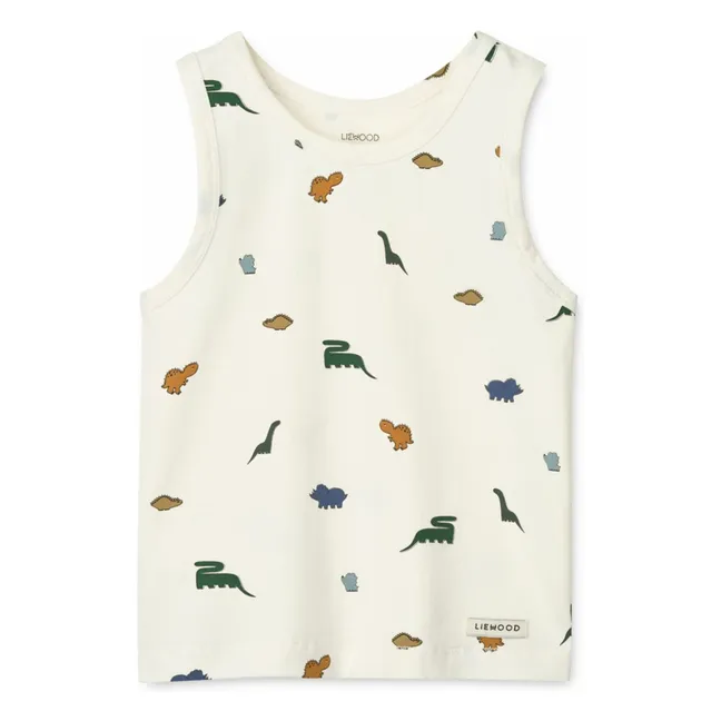Lot 2 Débardeurs Faris Dinosaures Coton Bio | Ecru