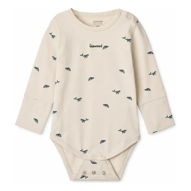 Lot 2 Bodies Yanni Baleines Coton Bio | Ecru