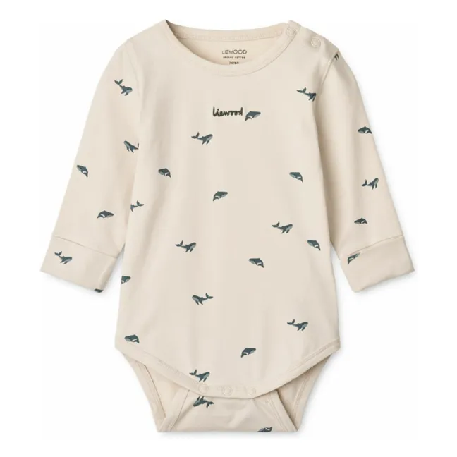 Lot 2 Bodies Yanni Baleines Coton Bio | Ecru