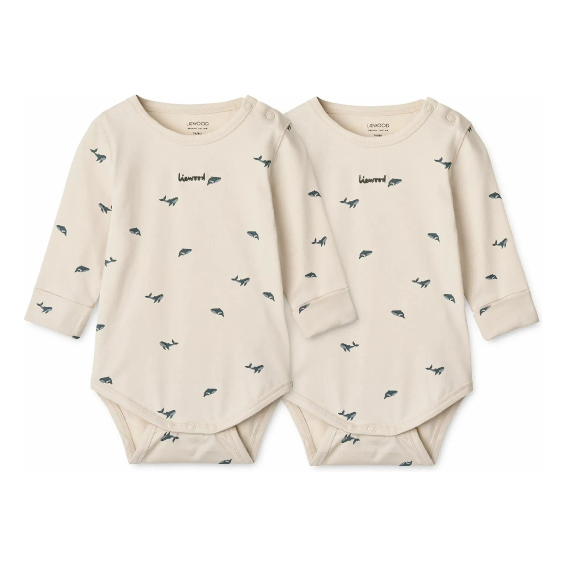 Liewood Ecru Set Of 2 Yanni Whale Bodies Organic Cotton