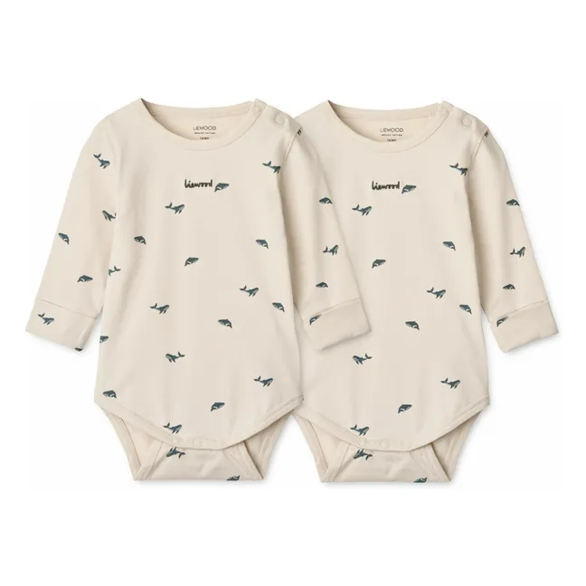 Lote de 2 cuerpos de ballena Yanni de algodón orgánico | Crudo