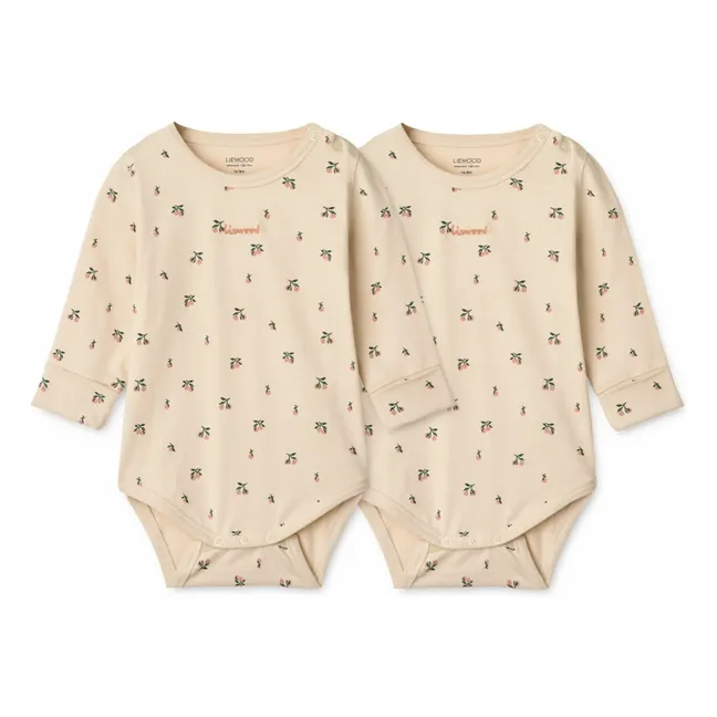 Set di 2 corpetti Yanni Peach in cotone biologico | Ecru