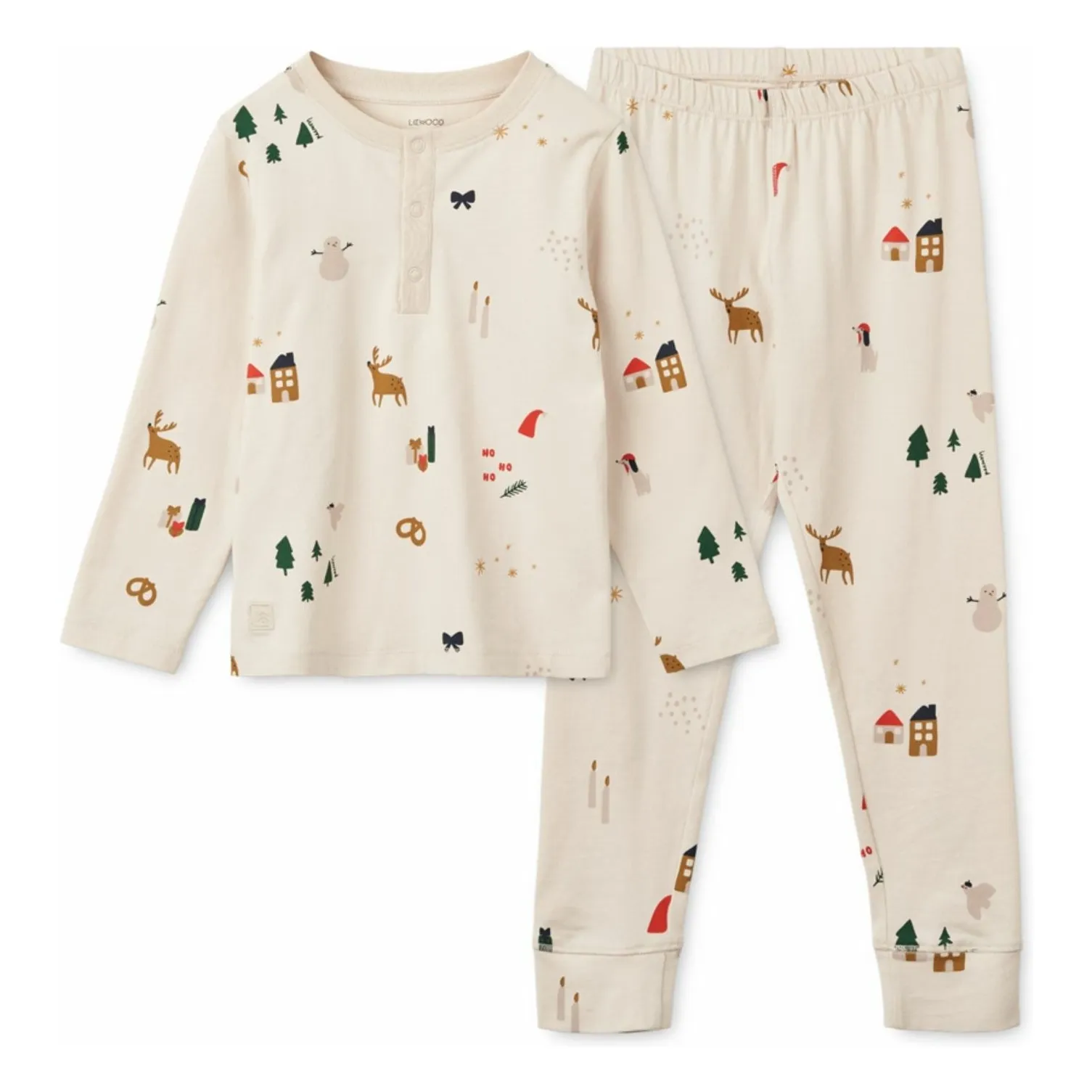 Liewood Ecru Wilhelm Christmas Pyjama Set Organic Cotton