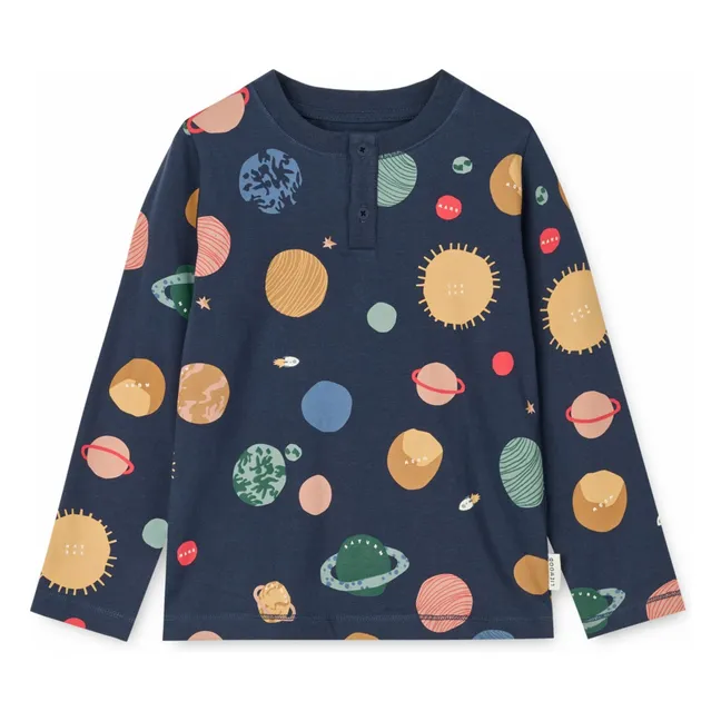 Wilhelm Planeten Pyjama Set aus Bio-Baumwolle | Navy