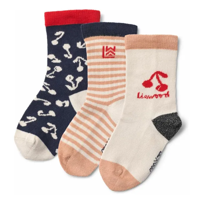 Silas Cerises 3-Pack Socks | Navy blue