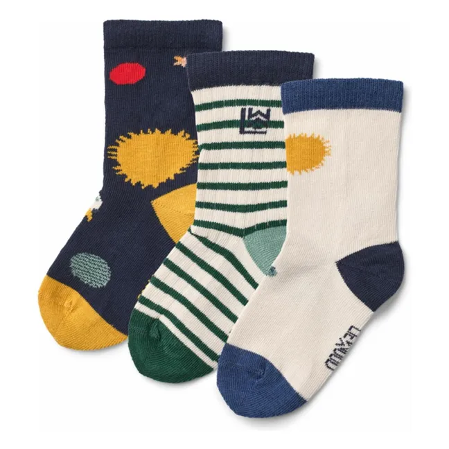 Lot de 3 Paires de Chaussettes Silas Soleil | Bleu marine