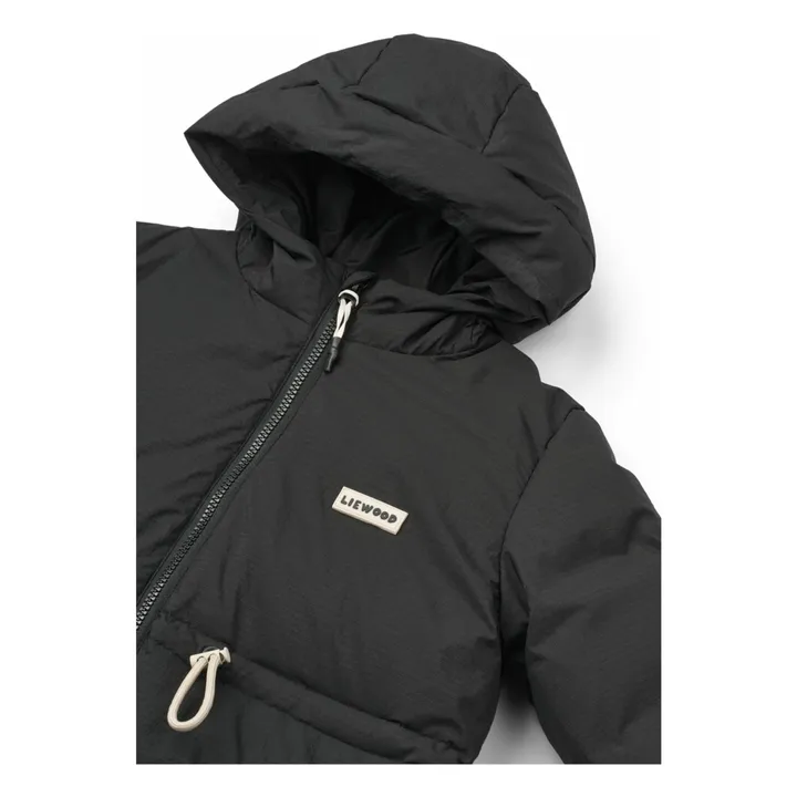 Abrigo largo de bolas de fibra reciclada | Negro- Imagen del producto n°4