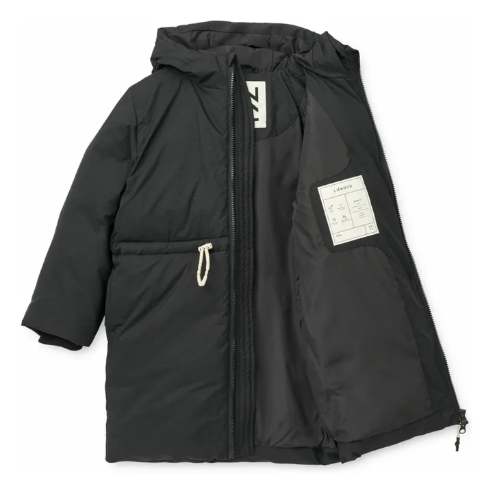 Abrigo largo de bolas de fibra reciclada | Negro- Imagen del producto n°2