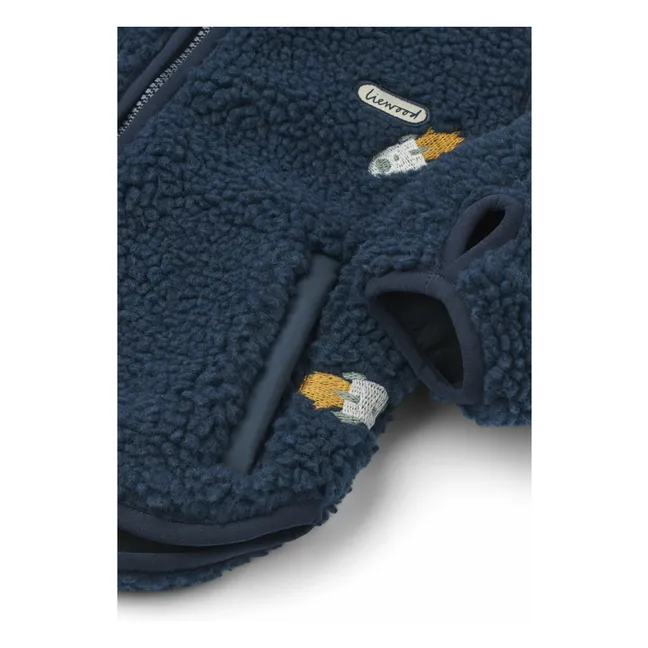 Veste Façon Sherpa Capuche Oreilles Mara | Bleu foncé