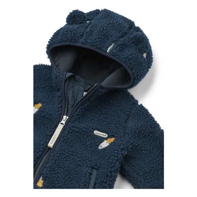 Veste Façon Sherpa Capuche Oreilles Mara | Bleu foncé