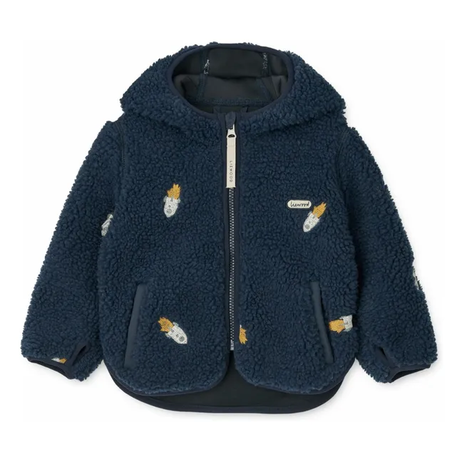 Veste Façon Sherpa Capuche Oreilles Mara | Bleu foncé