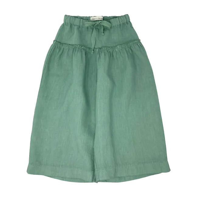 Linen Wide Leg Trousers | Green clay