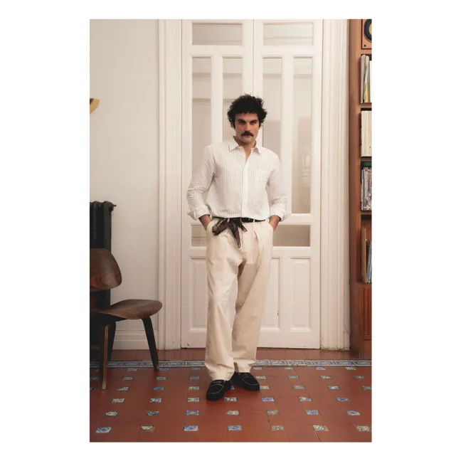 Pantalon Loose Seersucker | Ecru