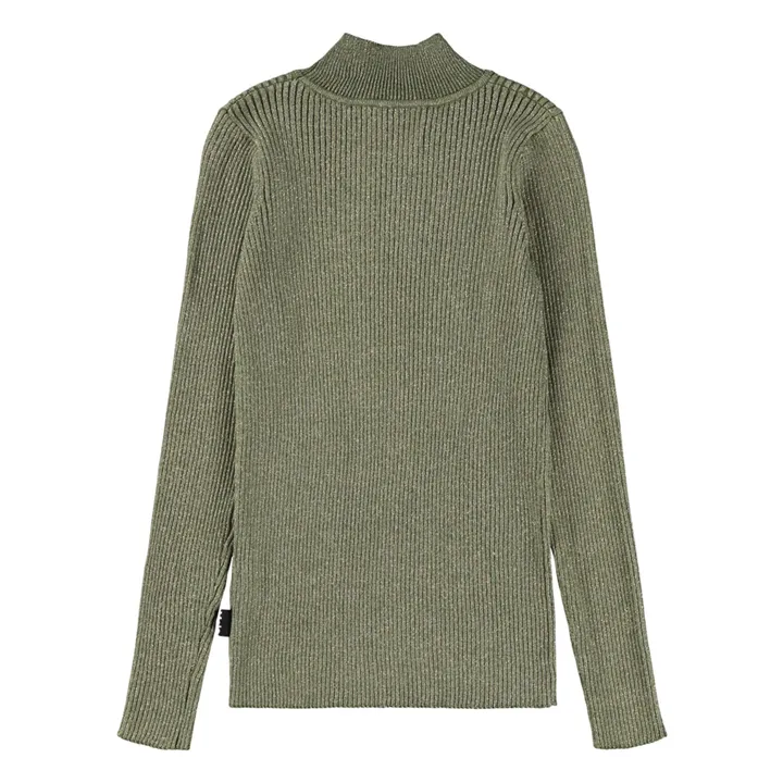 Camiseta de cuello vuelto de algodón ecológico Ginevra | Verde Kaki- Imagen del producto n°2