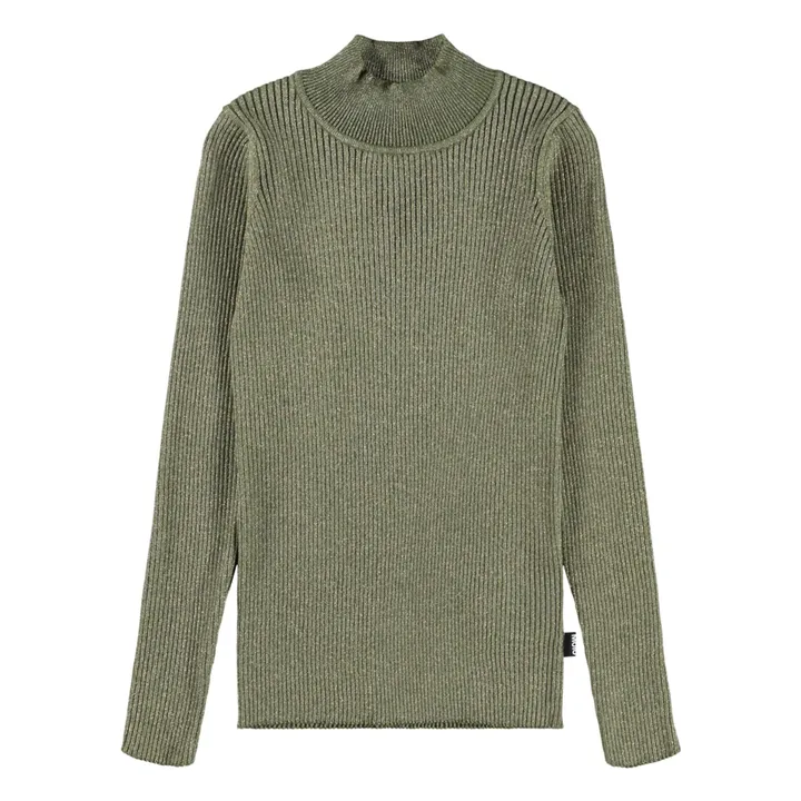 Camiseta de cuello vuelto de algodón ecológico Ginevra | Verde Kaki- Imagen del producto n°0