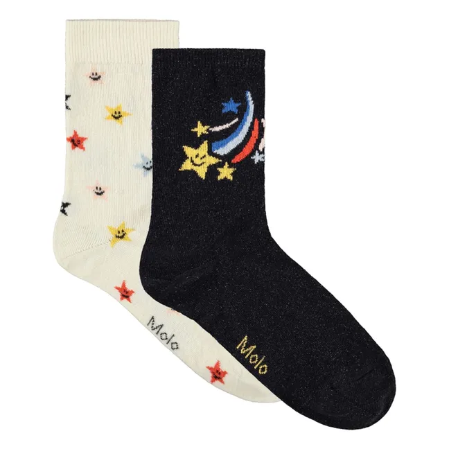 Lot de 2 Paires de Chaussettes Nomi Etoiles | Noir