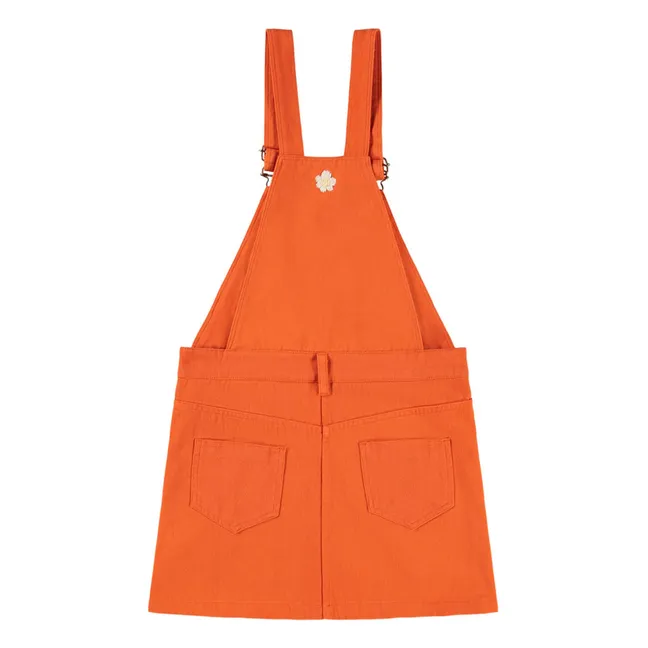 Chakala Organic Cotton Dungarees Dress | Orange