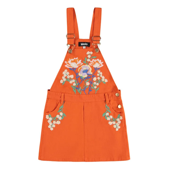 Vestido con peto de algodón orgánico Chakala | Naranja- Imagen del producto n°0