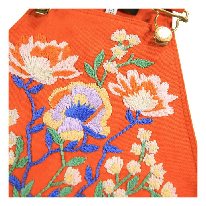 Vestido con peto de algodón orgánico Chakala | Naranja- Imagen del producto n°3