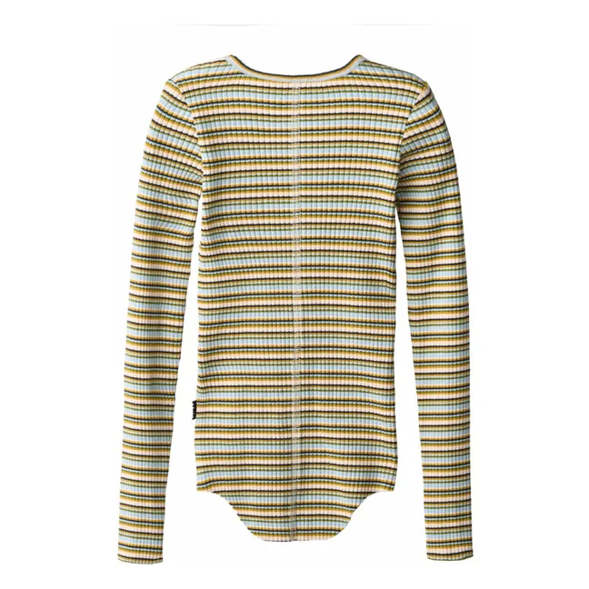 Body in cotone biologico a righe Rochelle Forest | Verde