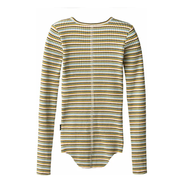 Body de algodón orgánico a rayas Rochelle Forest | Verde- Imagen del producto n°1