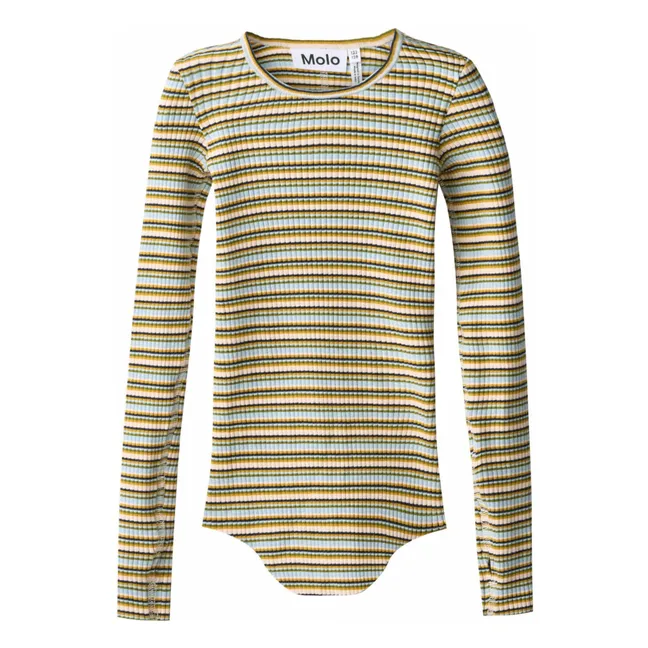 Body in cotone biologico a righe Rochelle Forest | Verde