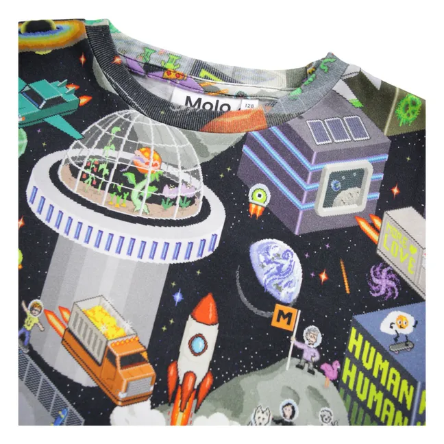 T-shirt Rodney Pixel Space Coton Bio | Noir