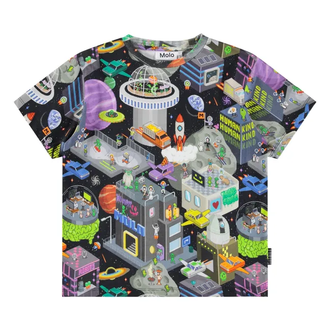 T-shirt Rodney Pixel Space Coton Bio | Noir