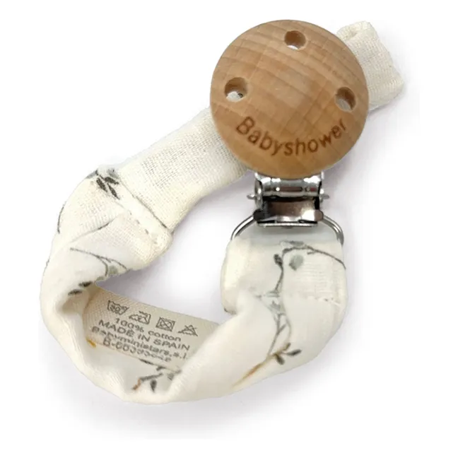 Olive pacifier clip | Ecru