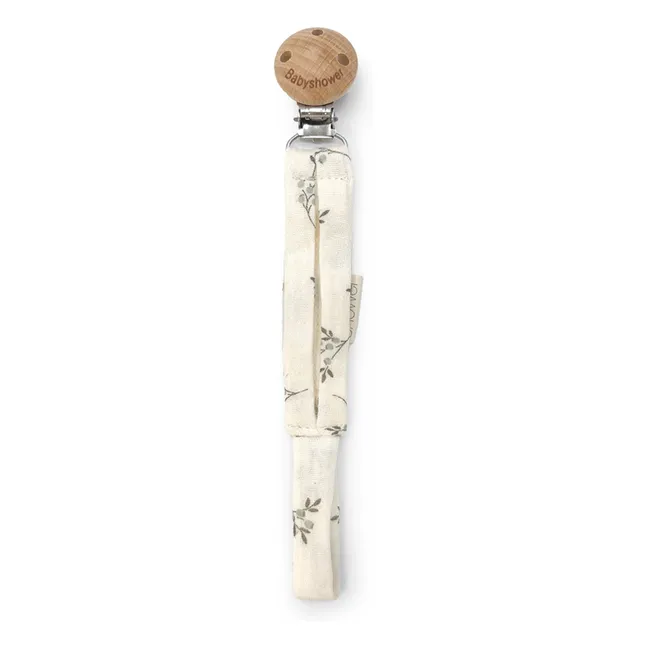 Olive pacifier clip | Ecru