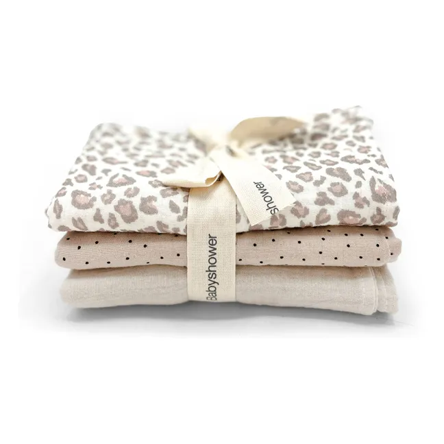 Leopard Nappies - Set of 3 | Ecru