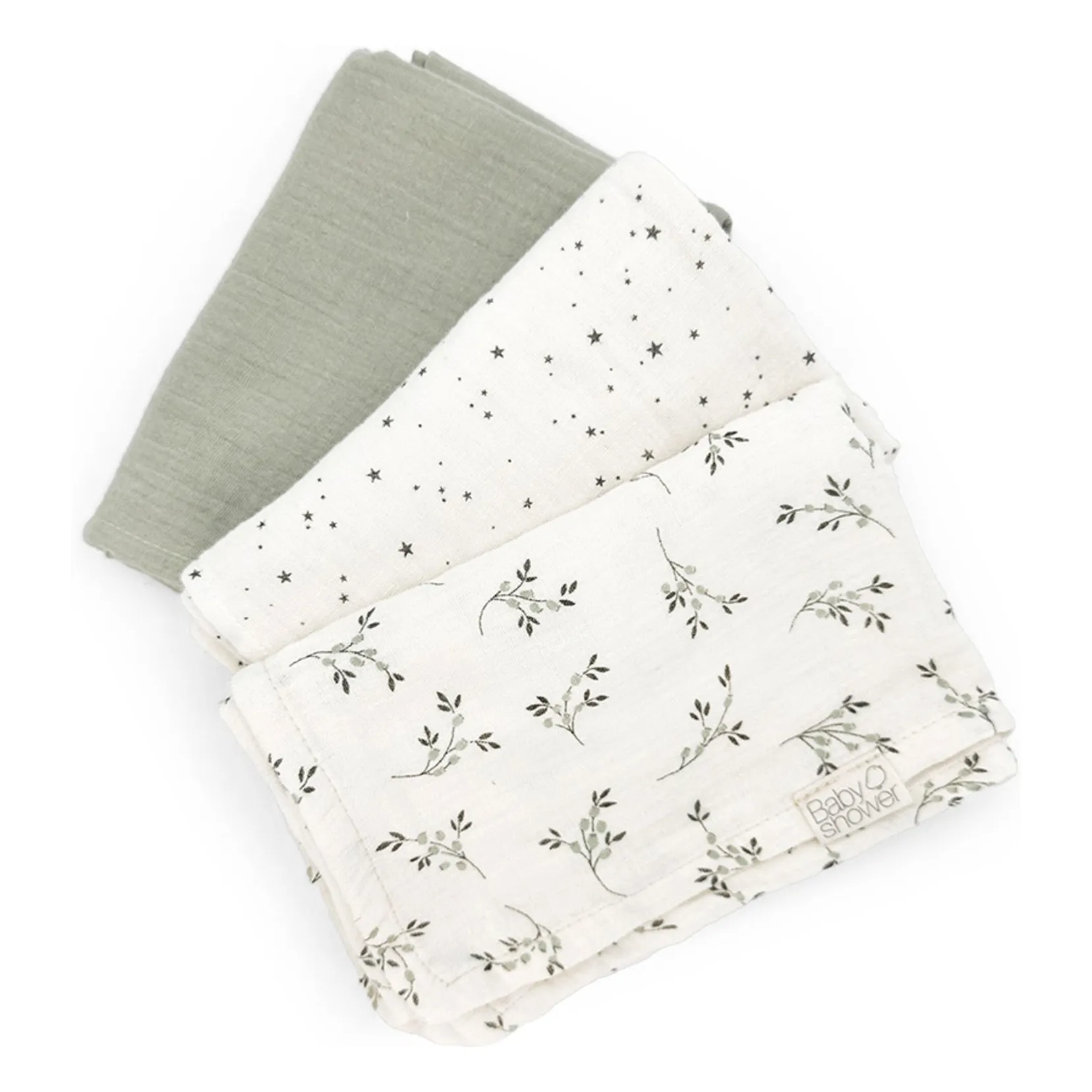 Babyshower - Langes Olive - Set de 3 (Babyshower) - Couverture