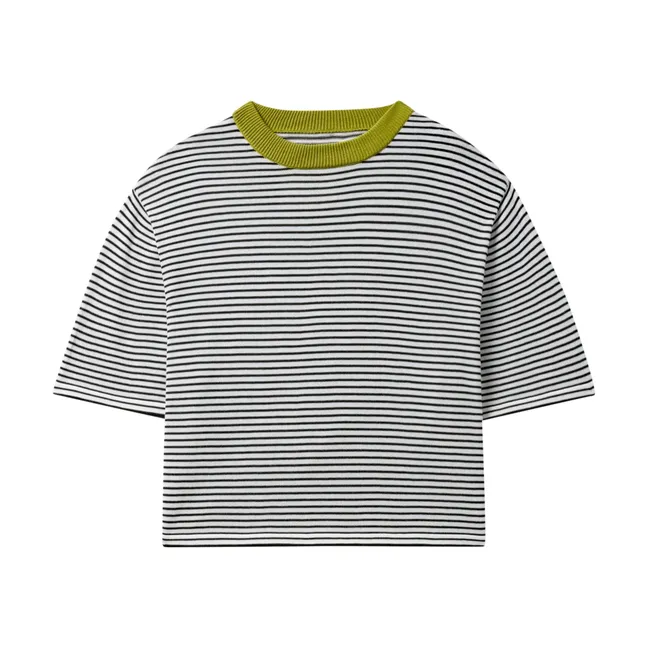 Camiseta de rayas de algodón ecológico | Noir/Blanc