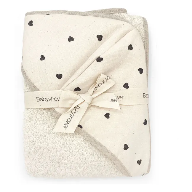 Cape de bain Cœurs | Blanc