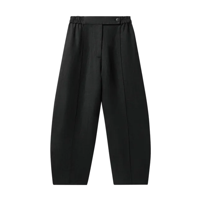 Curved Linen Pants | Black