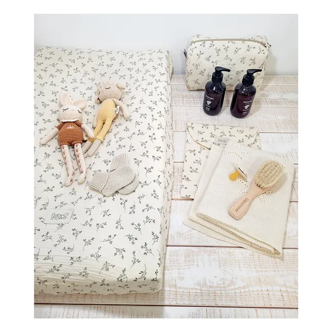 Changing mat cover Olive | Ecru