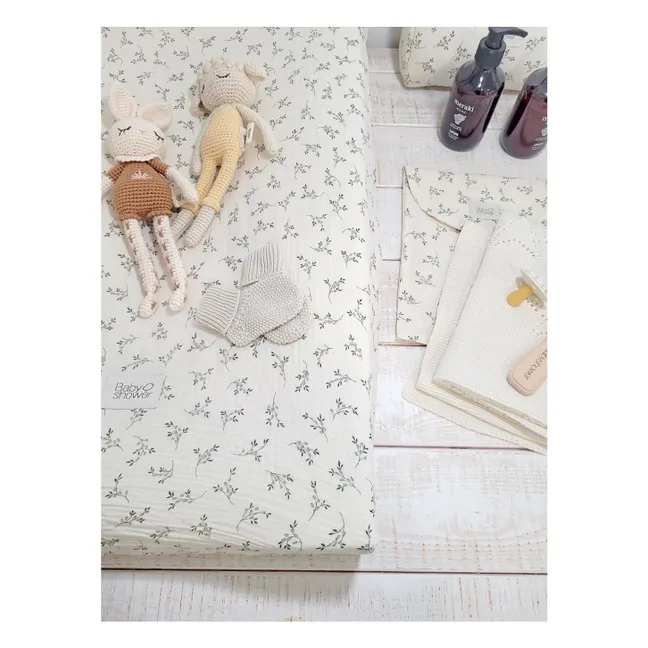 Changing mat cover Olive | Ecru