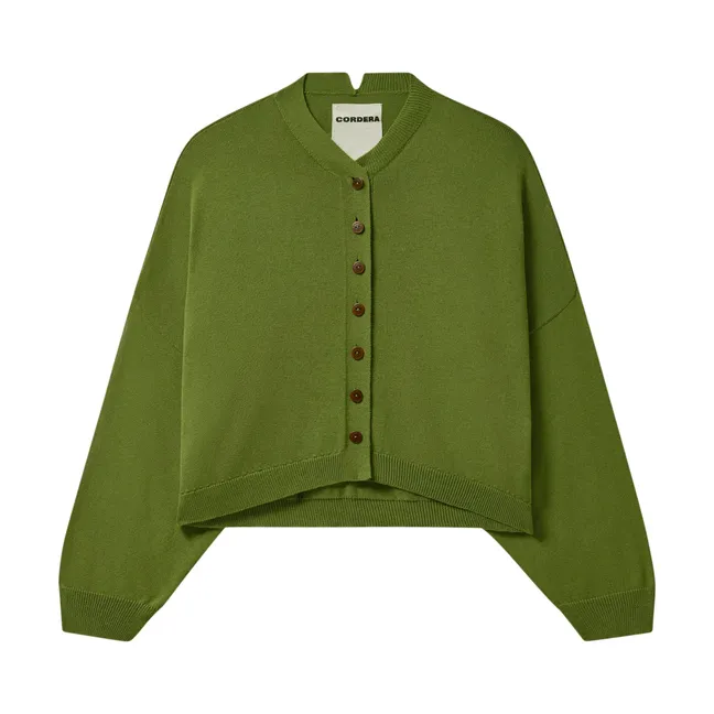 Cardigan in cotone e cashmere | Verde oliva