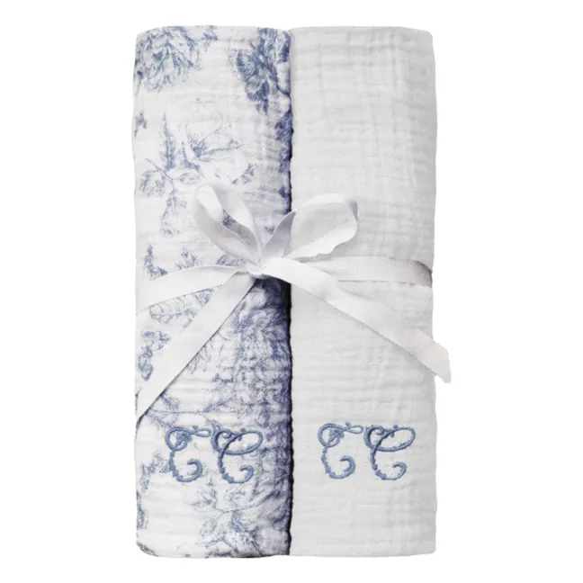 Pannolini Toile de Jouy - Set di 2 pezzi | Blu marino