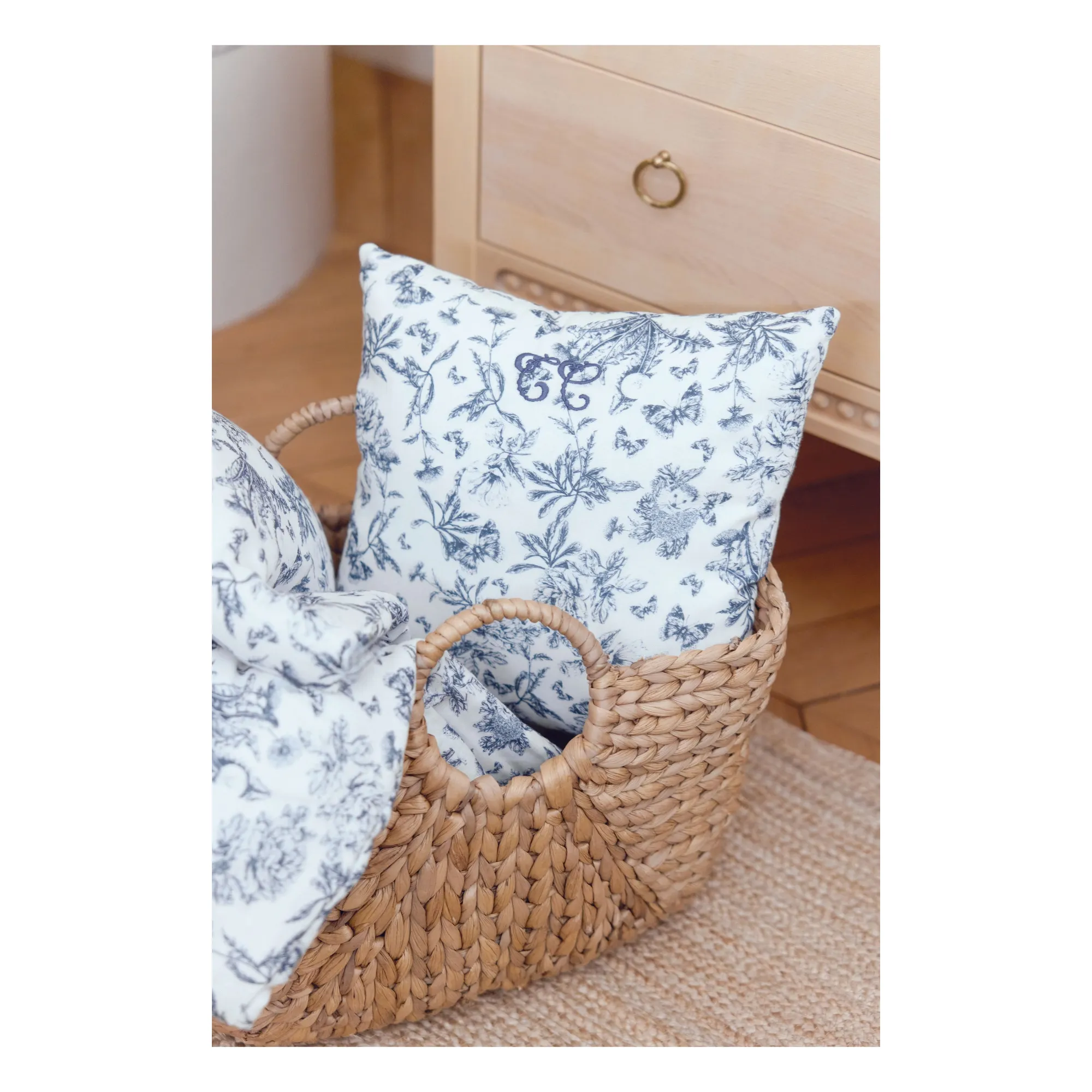 Tartine Et Chocolat Navy Blue Toile De Jouy Cushion
