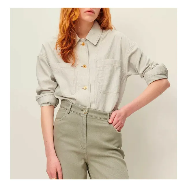 Sur-chemise Notteri Rayures Lin et Coton Bio | Gris