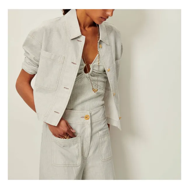 Sur-chemise Notteri Rayures Lin et Coton Bio | Gris