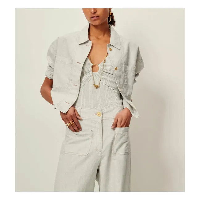Sur-chemise Notteri Rayures Lin et Coton Bio | Gris