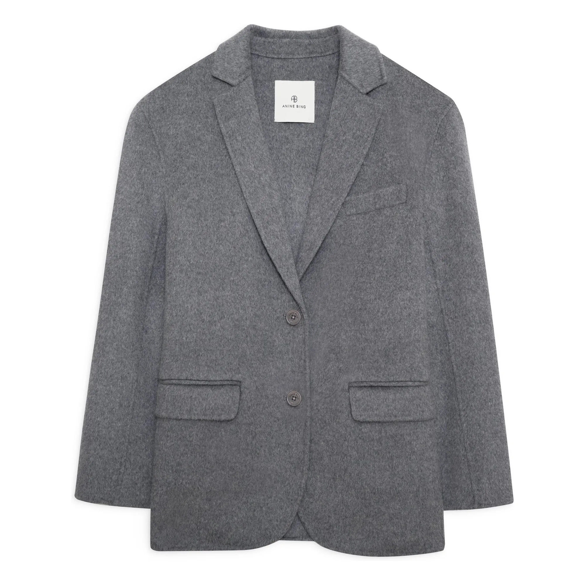 Anine Bing Heather Grey Quinn Wool And Cashmere Jacket